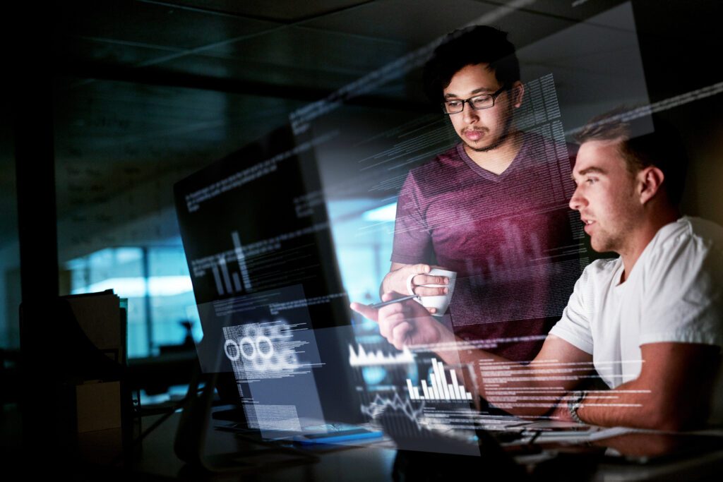 Cropped shot of computer programmers working on new code